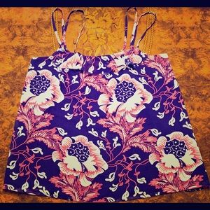 Juicy Couture Purple Floral Print Double Strap Top
